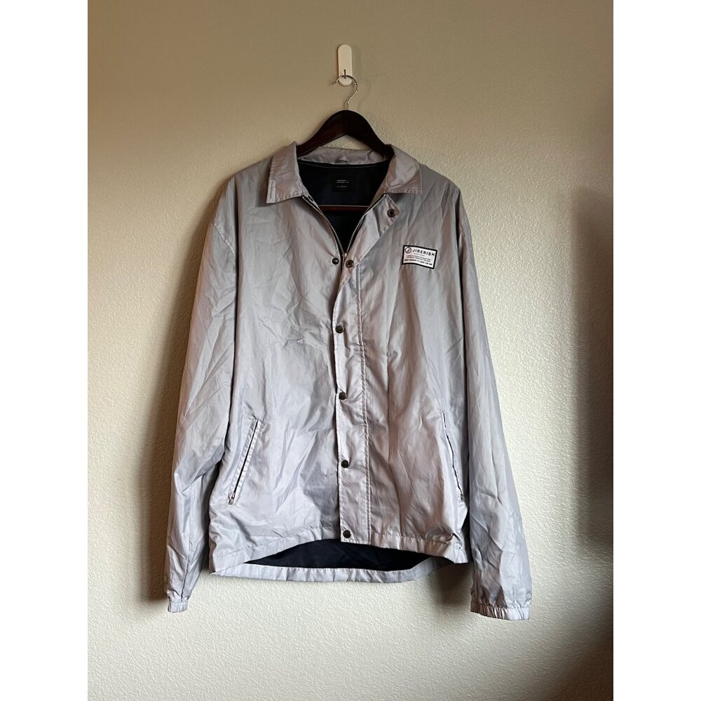 Jiberish Denver XXL Windbreaker Jacket Gray Nylon Full Zip Coaches Streetwear